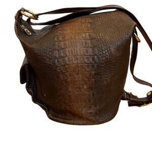 MARINO ORLANDI Vintage Croc Embossed Bucket Bag